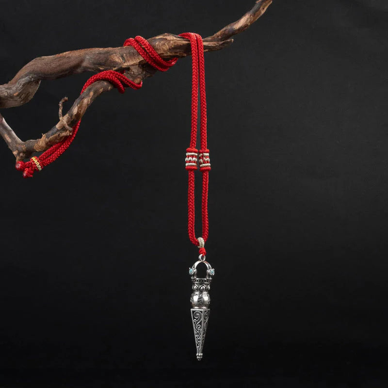 Tibetan Vajra Necklace-Handwoven Fortune Longevity Cord