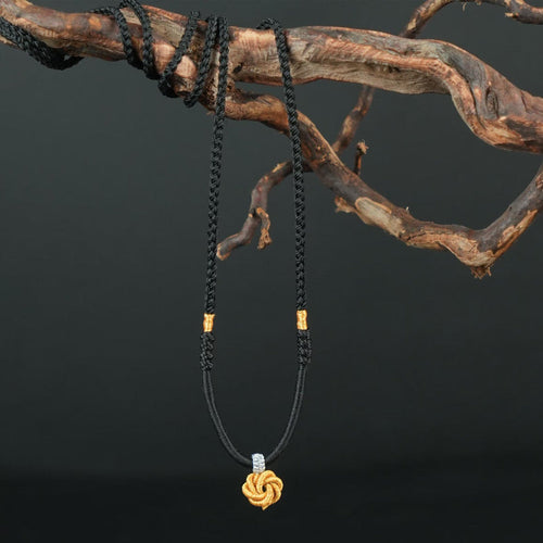 Adjustable Academic Success Charm Necklace, Handwoven Mini Vajra & Mandala Knots, Black Energy Jewelry