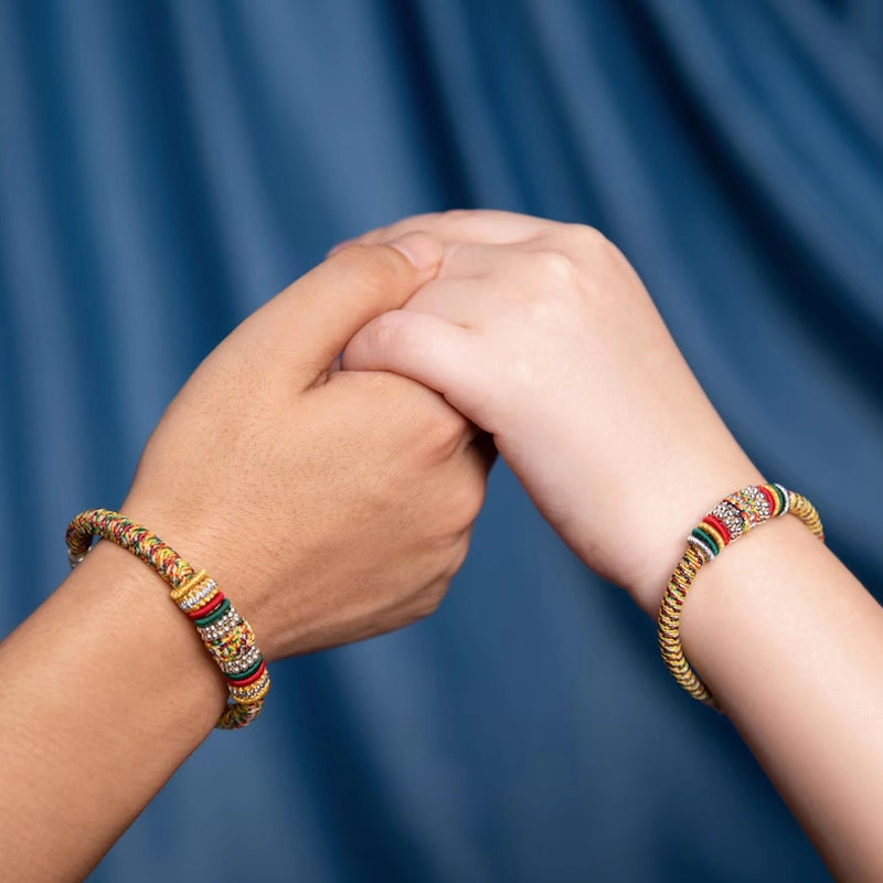 Handwoven Multicolor String Bracelet with 925 Silver Clasp – Meaningful Protection & Luck Gift for Him & Her