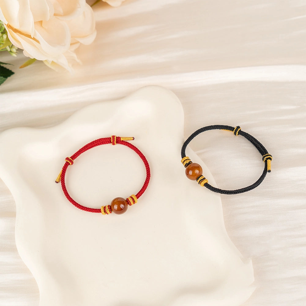 Handmade Temple Incense Ash Bead Red String Bracelet, Tibetan Harmony Charm, Red String for Healing Spiritual Peace Amulet