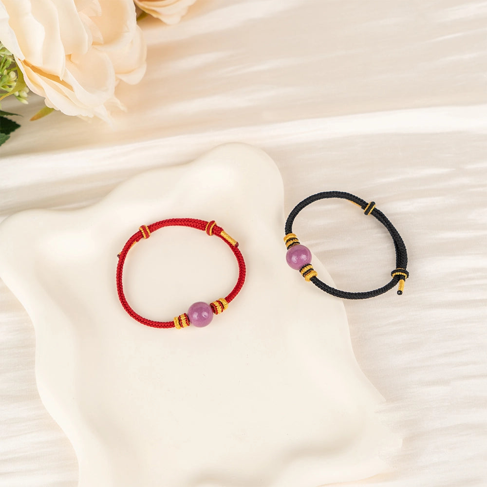 Handmade Sacred Aqing Lavender Ash Bead Bracelet,Tibetan Buddhist Red String for Healing Rifts,Emotional Harmony Talisman,Love Gift