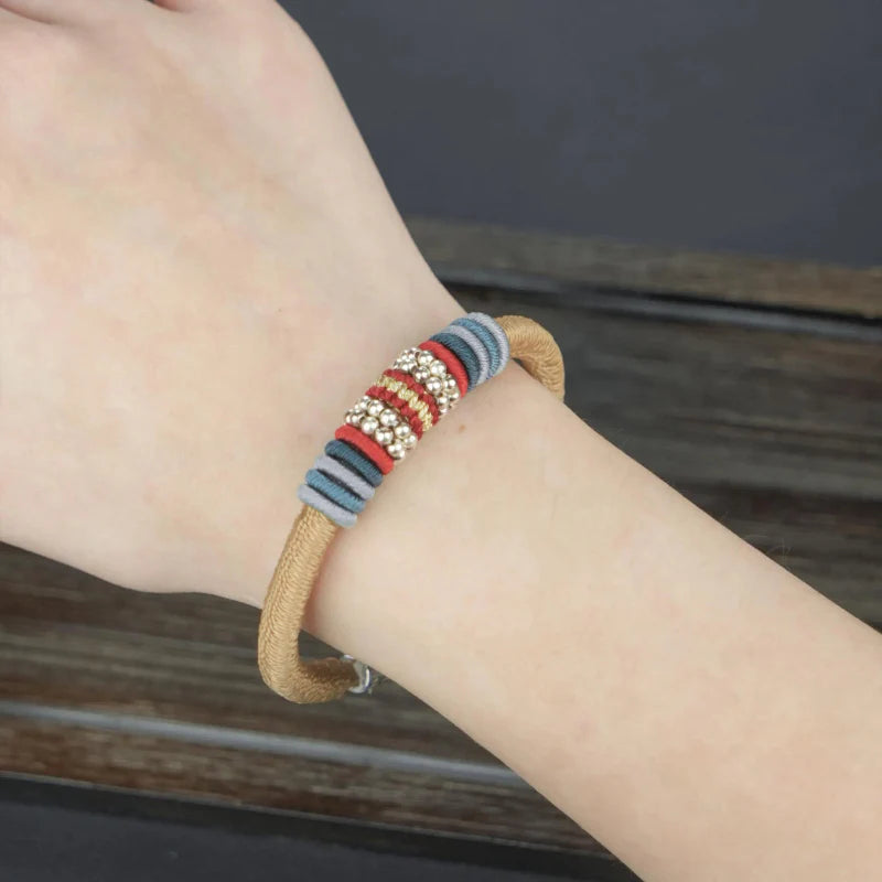 Golden Tibetan Silver Amulet Bracelet - 925 Sterling Silver Clasp