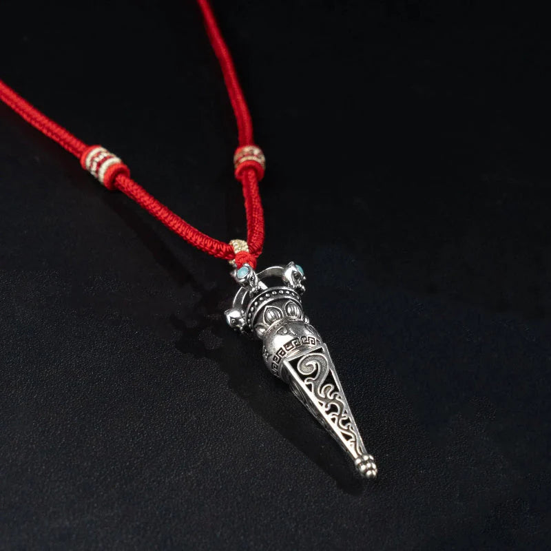 Tibetan Vajra Necklace-Handwoven Fortune Longevity Cord