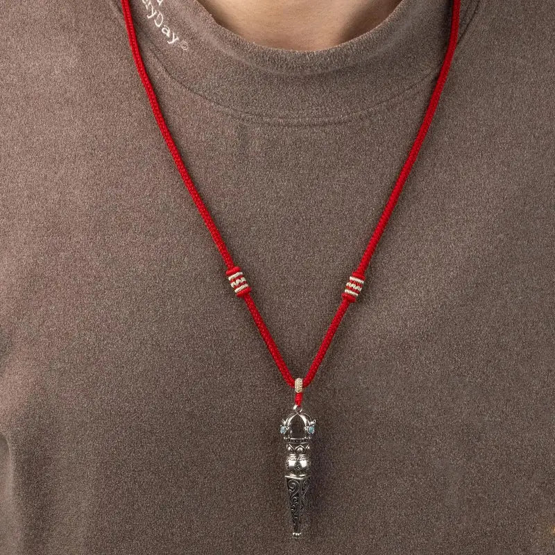 Tibetan Vajra Necklace-Handwoven Fortune Longevity Cord