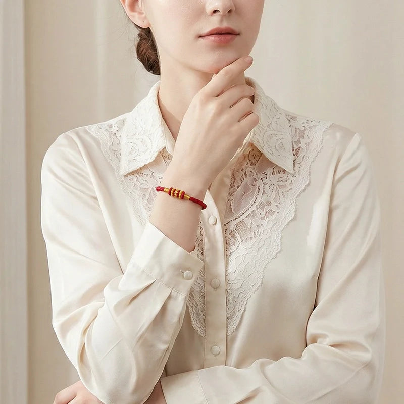 Handwoven Red Cord Bracelet with Engraved Mantra Bead - Minimalist Zen Jewelry, Adjustable