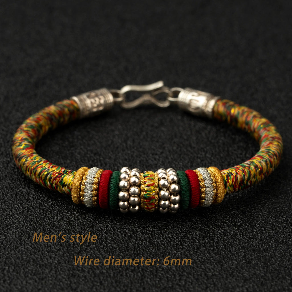 Handwoven Multicolor String Bracelet with 925 Silver Clasp – Meaningful Protection & Luck Gift for Him & Her