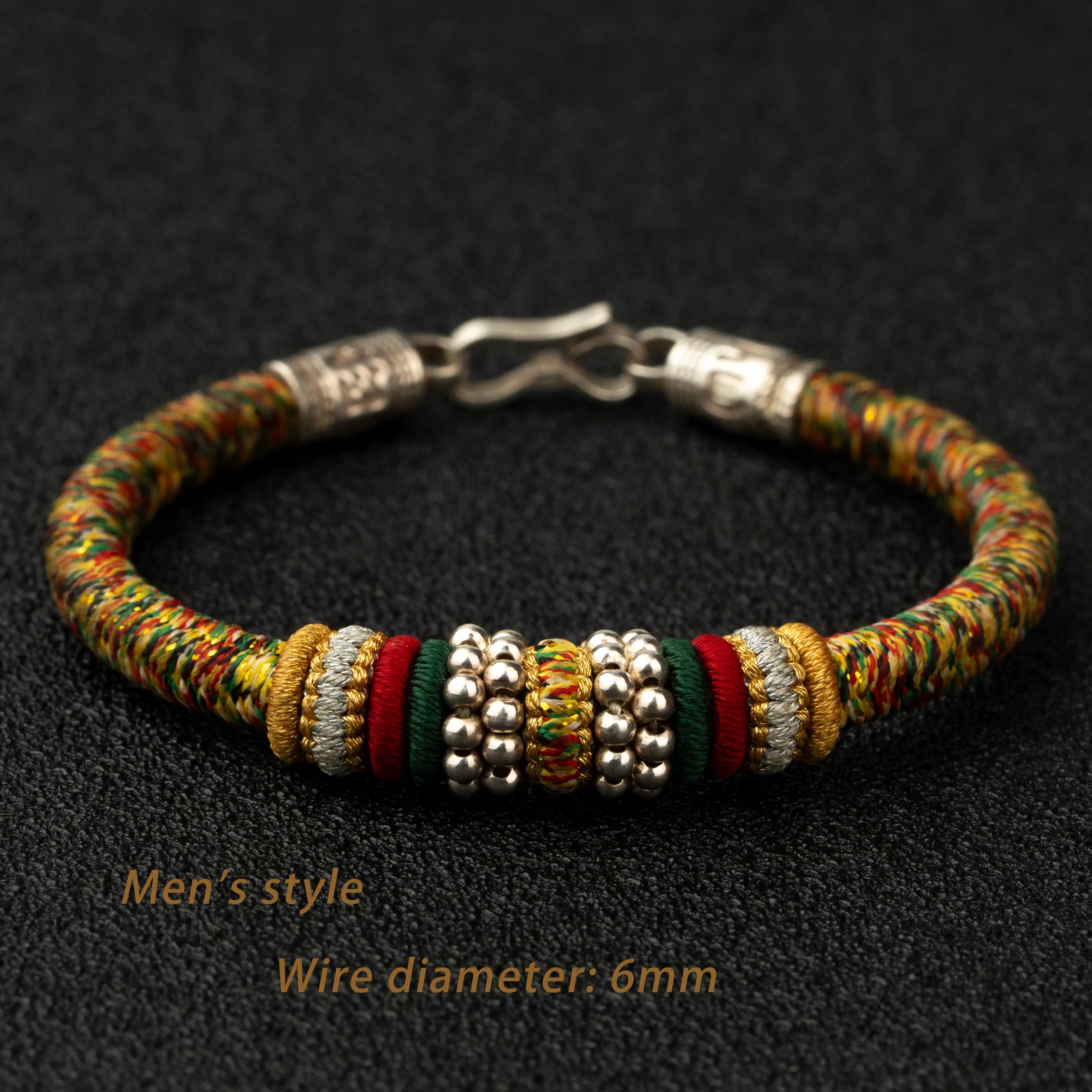 Handwoven Multicolor String Bracelet with 925 Silver Clasp – Meaningful Protection & Luck Gift for Him & Her