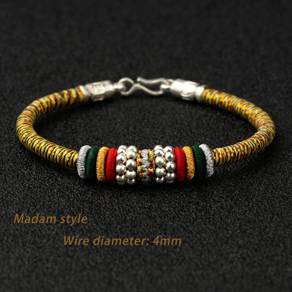 Handwoven Multicolor String Bracelet with 925 Silver Clasp – Meaningful Protection & Luck Gift for Him & Her
