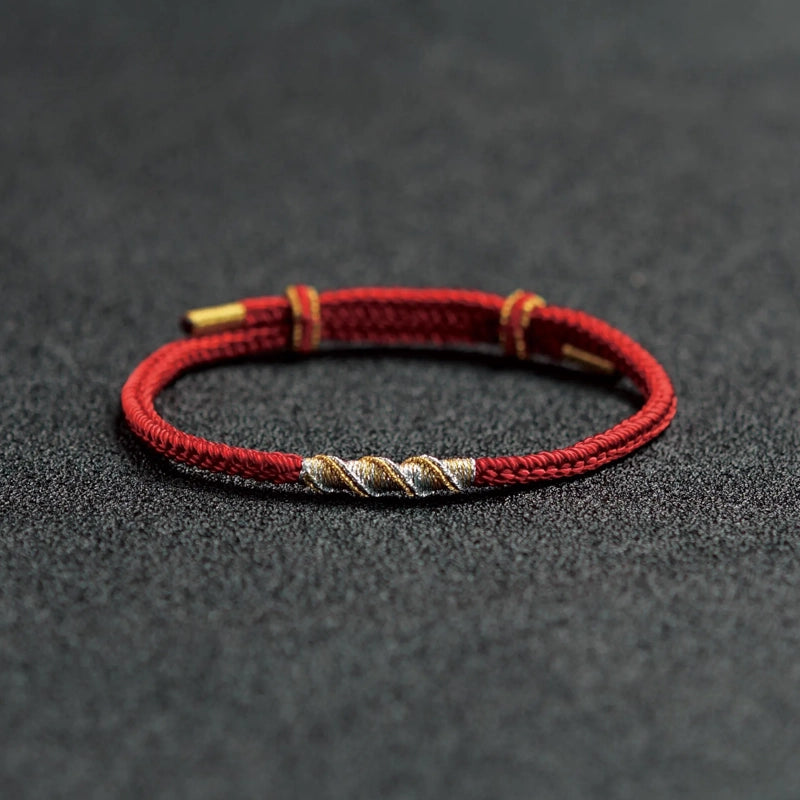 Dragon Knot Red String Bracelet – Handwoven Tibetan Protection Amulet