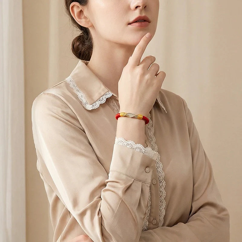 Handwoven Ninefold Kaya Cord Bracelet with Coiled Dragon Knot - Silver Plated Clasp, Adjustable Spiritual Jewelry