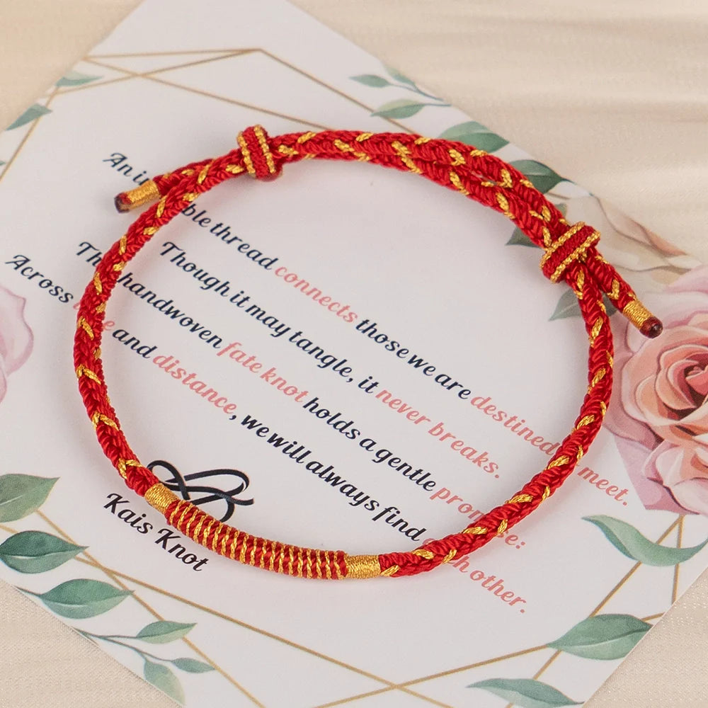 Blessed Red Bracelet Handmade Good Fortune Amulet Bracelet for Parents and Elders, Spiritual Gift for Long Life easter wish bracelet
