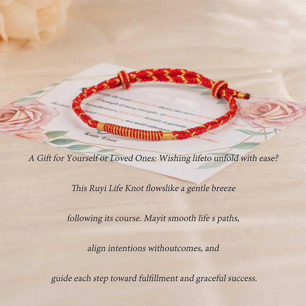 Blessed Red Bracelet Handmade Good Fortune Amulet Bracelet for Parents and Elders, Spiritual Gift for Long Life easter wish bracelet