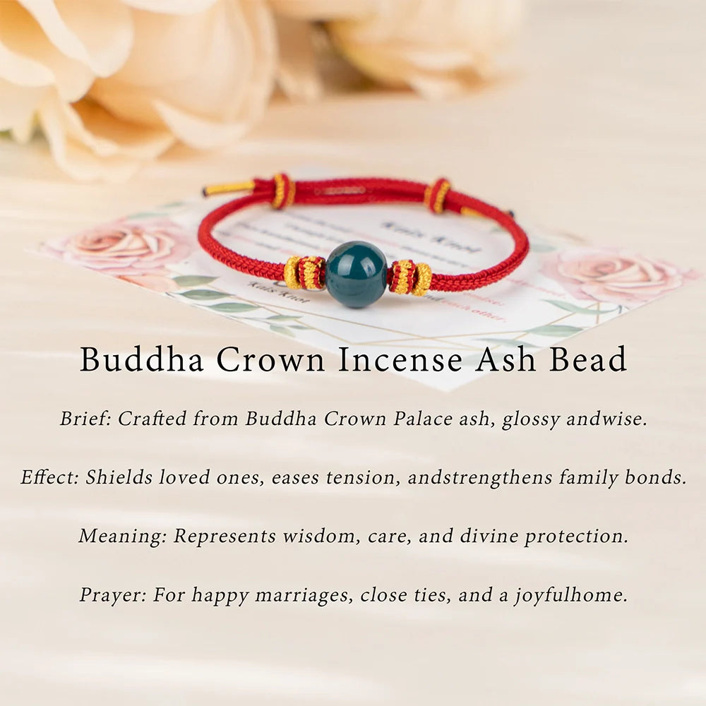 Buddha Crown Palace Sacred Ash Bead Bracelet,Tibetan Wisdom Protection Amulet,Happy Marriage Blessing Spiritual Gift for Home Harmony