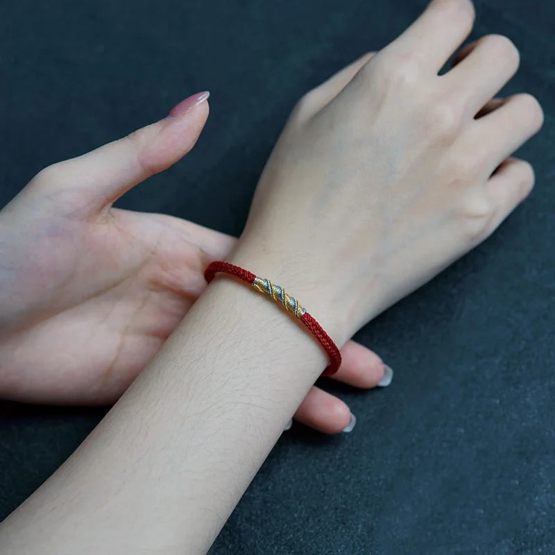 Dragon Knot Red String Bracelet – Handwoven Tibetan Protection Amulet