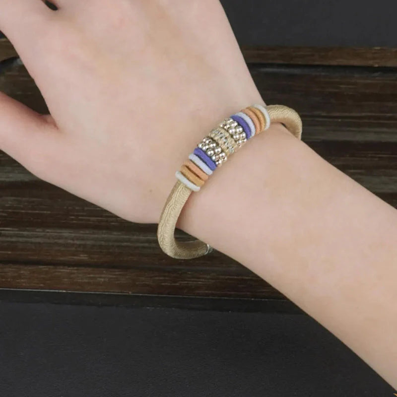 Earthy Energy Tibetan Bracelet – Handwoven Grounding Amulet with 925 Sterling Silver Clasp