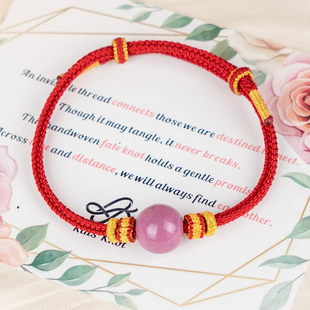 Handmade Sacred Aqing Lavender Ash Bead Bracelet,Tibetan Buddhist Red String for Healing Rifts,Emotional Harmony Talisman,Love Gift