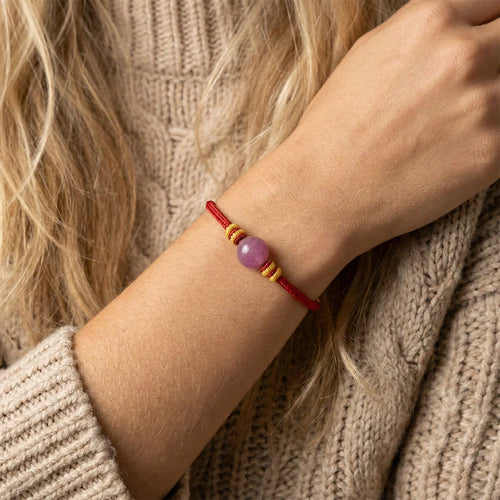 Handmade Sacred Aqing Lavender Ash Bead Bracelet,Tibetan Buddhist Red String for Healing Rifts,Emotional Harmony Talisman,Love Gift