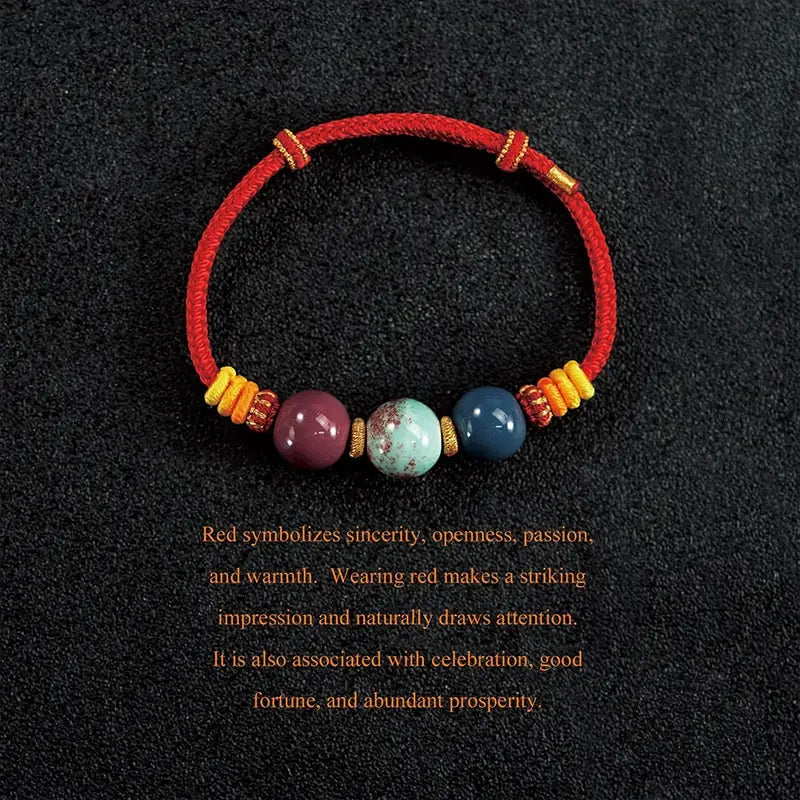 Incense Ash Trio Bead Bracelet - Handmade Adjustable Cord for Peace