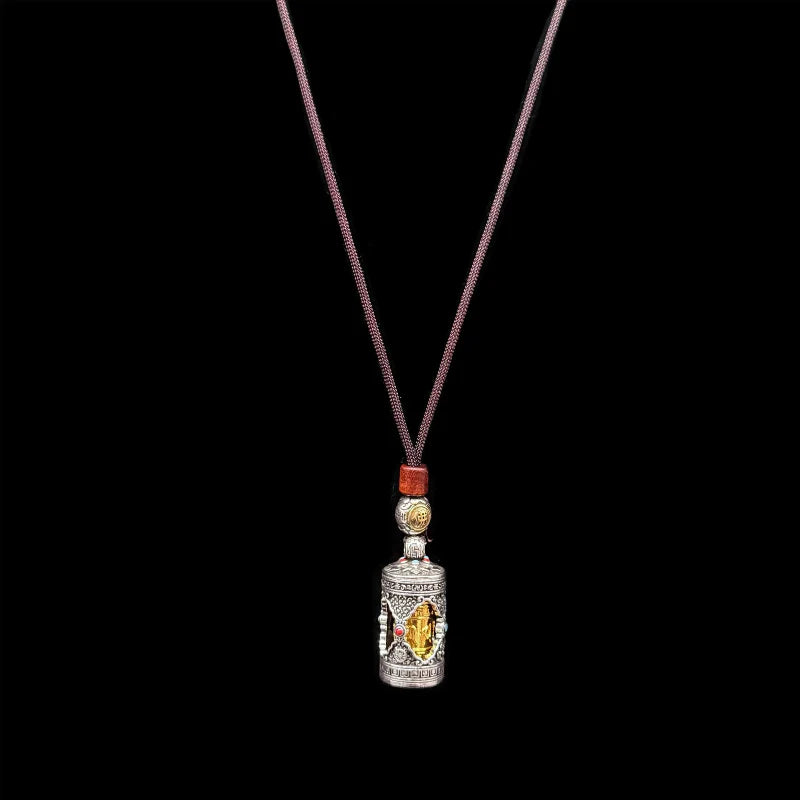 Original Six-Syllable Mantra Design Kāhu Box Portable Accessory, Tibetan Buddhist Blessing Pendant Necklace.