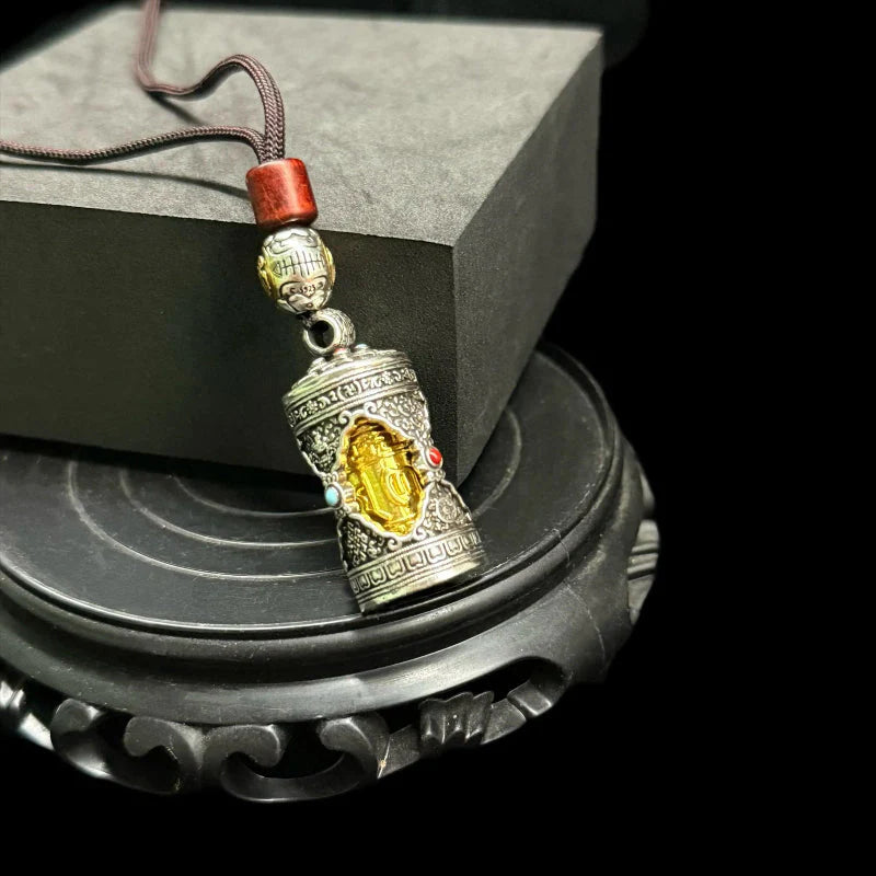 Original Six-Syllable Mantra Design Kāhu Box Portable Accessory, Tibetan Buddhist Blessing Pendant Necklace.