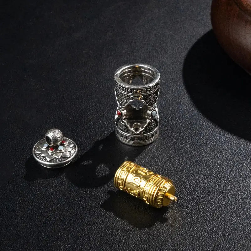Tibetan Buddhist Gau Box Necklace, Handwoven Everlasting Adjustable Cord, Personal Prayer Wheel Amulet for Protection
