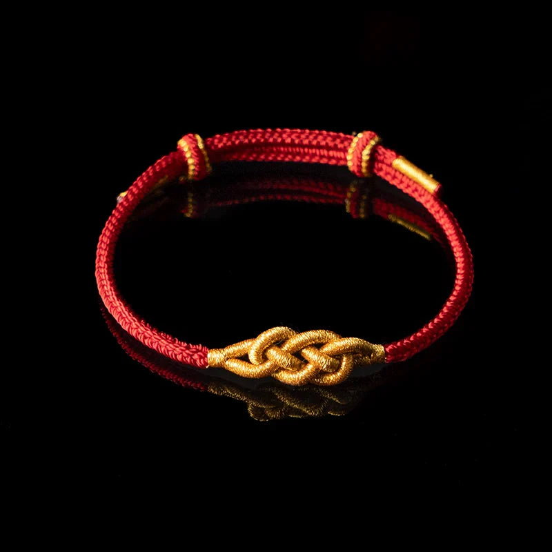 Wealth Flow Red String Bracelet – Handwoven Tibetan Amulet for Prosperity & Protection