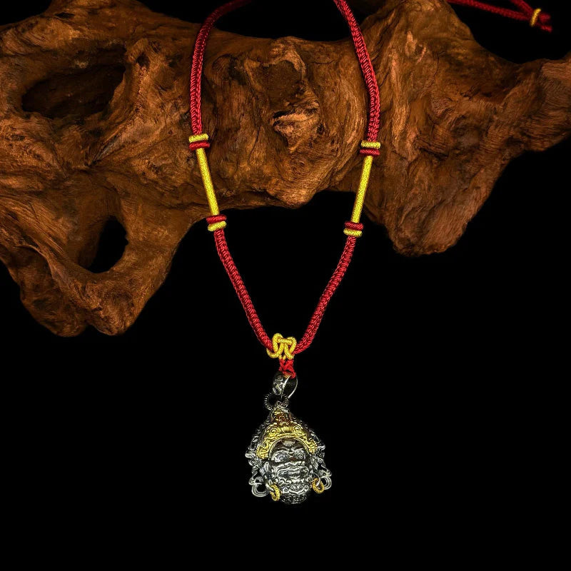 Tibetan Yellow Jambhala Buddha Head - Handcrafted Adjustable Necklace Pendant