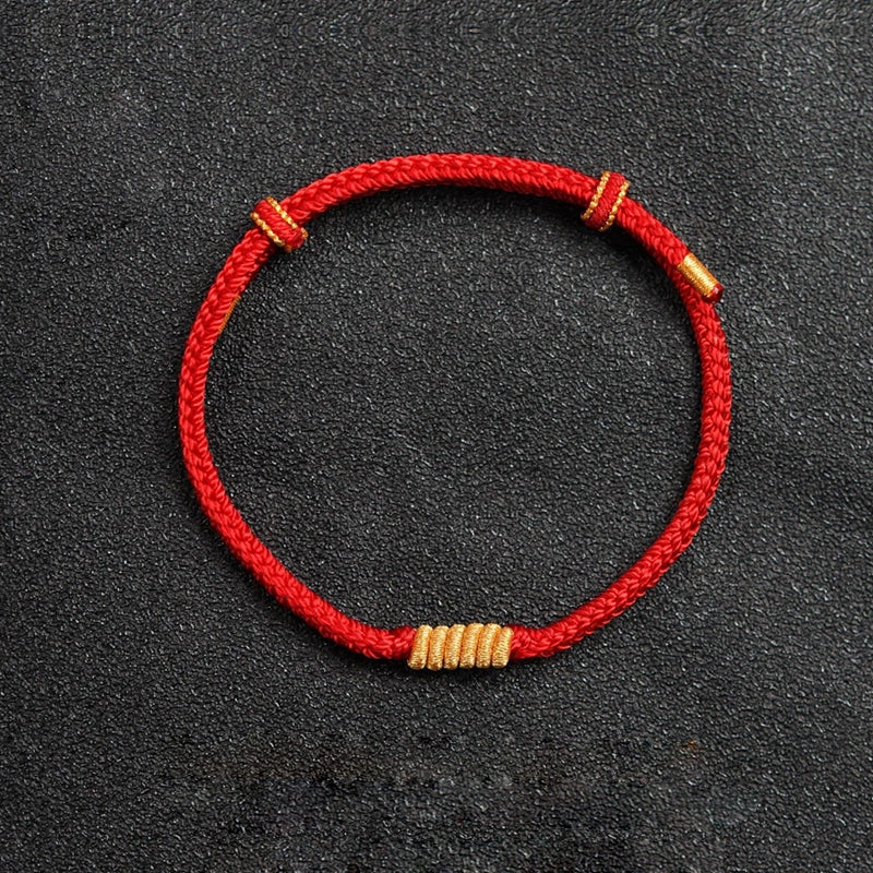 Zen-Inspired Red String Protection Bracelet – Handwoven Tibetan Lucky Knot Amulet