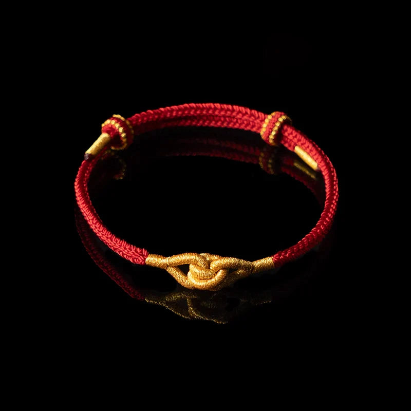 Vajra Guardian Knot Bracelet – Handwoven Tibetan Red String Amulet for Protection & Peace