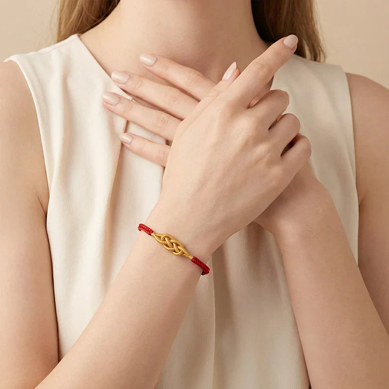 Wealth Flow Red String Bracelet – Handwoven Tibetan Amulet for Prosperity & Protection