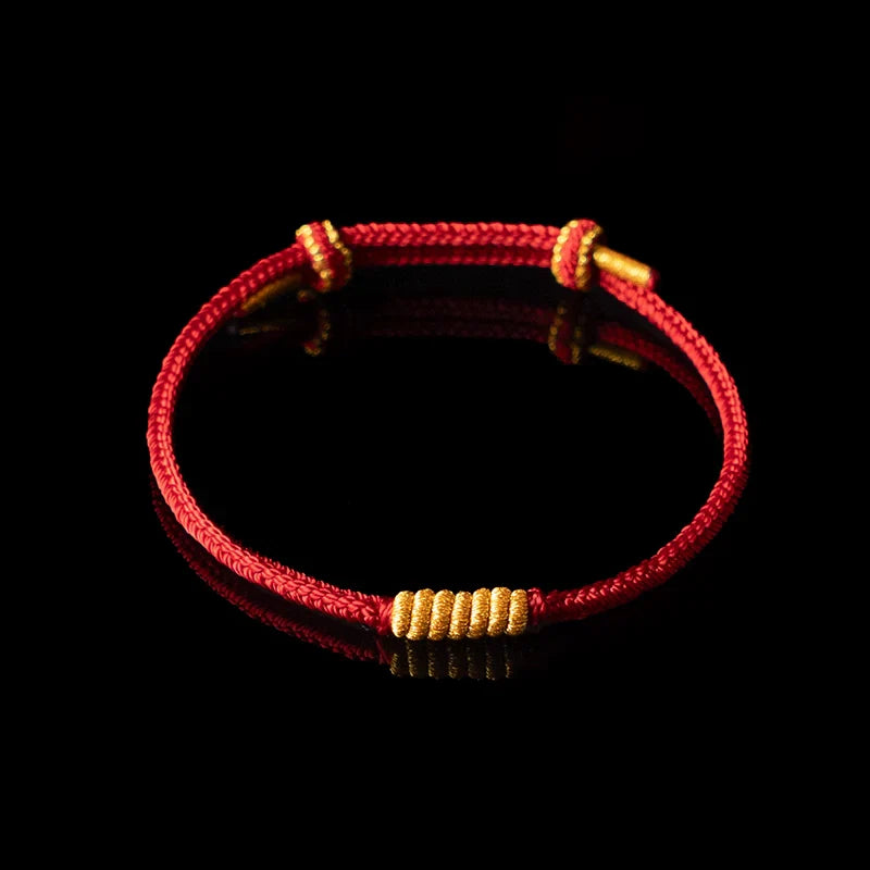 Zen-Inspired Red String Protection Bracelet – Handwoven Tibetan Lucky Knot Amulet