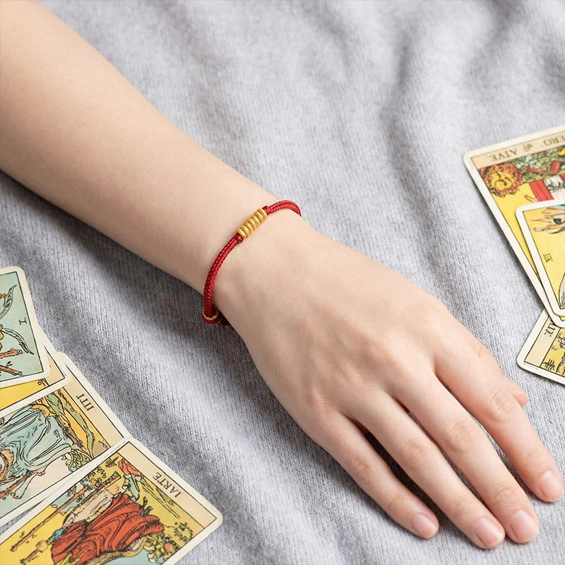 Zen-Inspired Red String Protection Bracelet – Handwoven Tibetan Lucky Knot Amulet