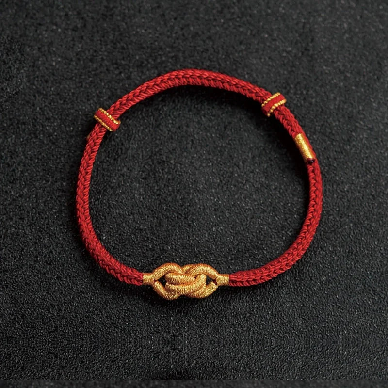 Vajra Guardian Knot Bracelet – Handwoven Tibetan Red String Amulet for Protection & Peace